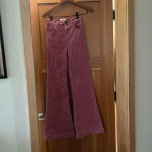 Rollas high rise flare pink corduroy pants